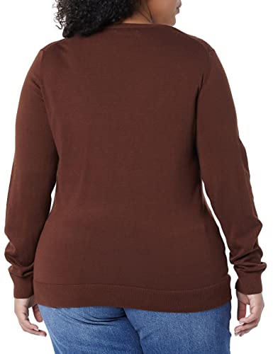 Amazon Essentials Women's Classic-Fit Lightweight Long-Sleeve V-Neck Sweater (Available in Plus Size), Brown, X-Small thumbnail