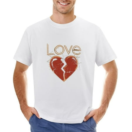 Love Rock Tour Heart Rock and Roll Men’s Graphic T-shirt Vintage Short Sleeve Sport Tee White L