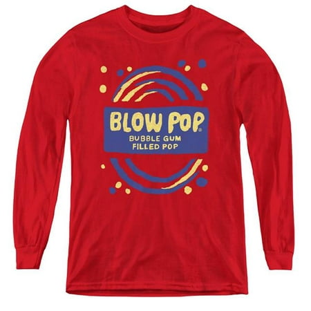 Trevco Tootsie Roll & Blow Pop Rough Youth Long Sleeve T-Shirt  Red - Medium