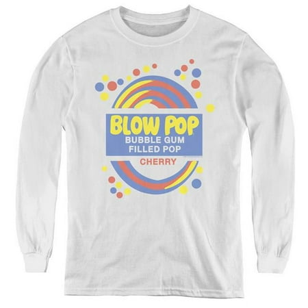 Trevco Tootsie Roll & Blow Pop Label Youth Long Sleeve T-Shirt  White - Extra Large
