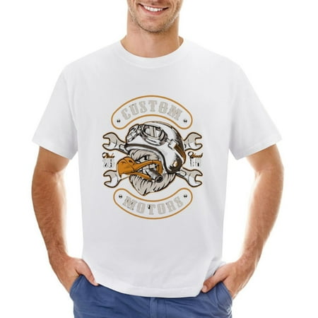 American Eagle with Cigar Men’s Graphic T-shirt Vintage Short Sleeve Sport Tee White L