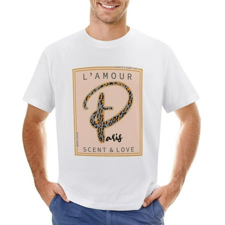 Paris  L  AMOUR Scent & Love Men’s Graphic T-shirt Vintage Short Sleeve Sport Tee White S