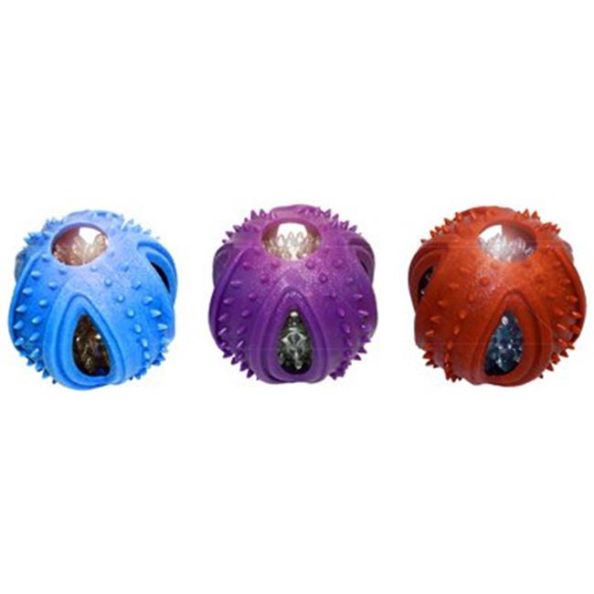 51082 3 in. Doglucent TPR Light up Ball with Outer Rubber Ring Dog Toy