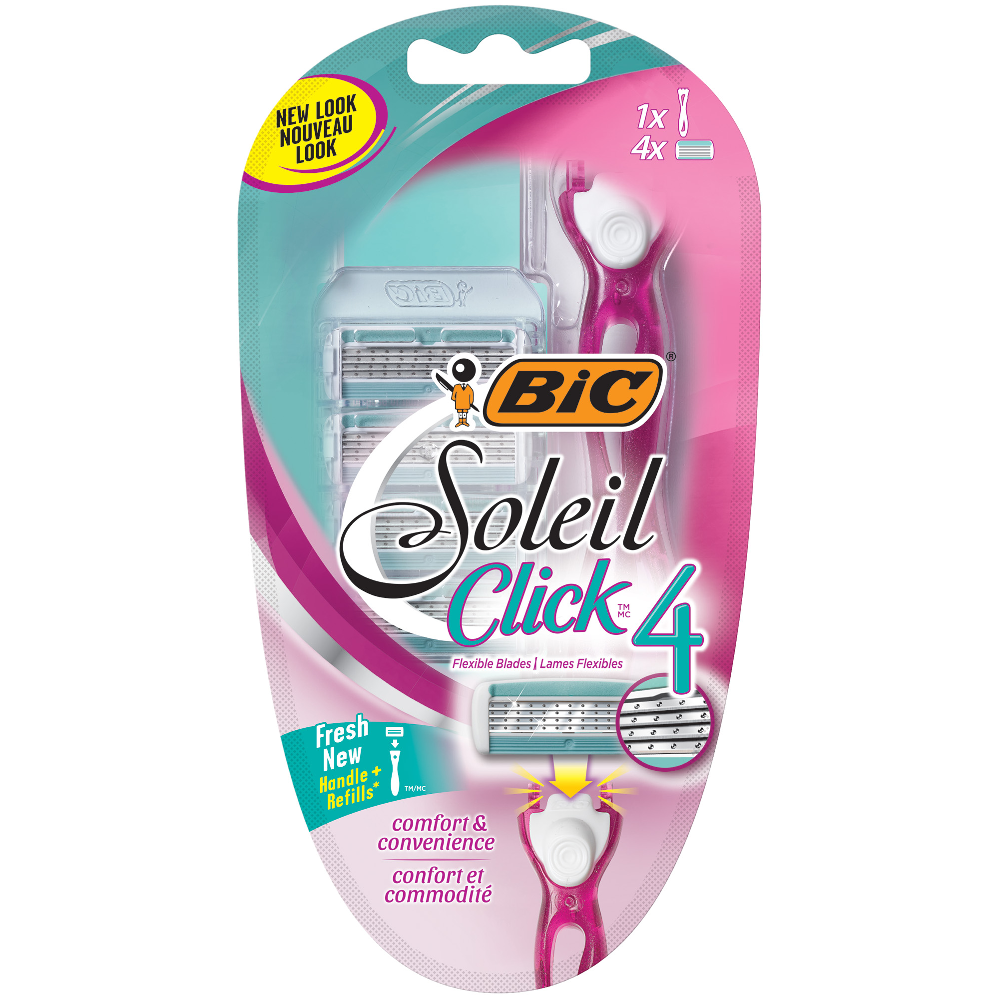 Bic Razor Set - Click4 Soleil - 1 Handle & 4 Cartridges