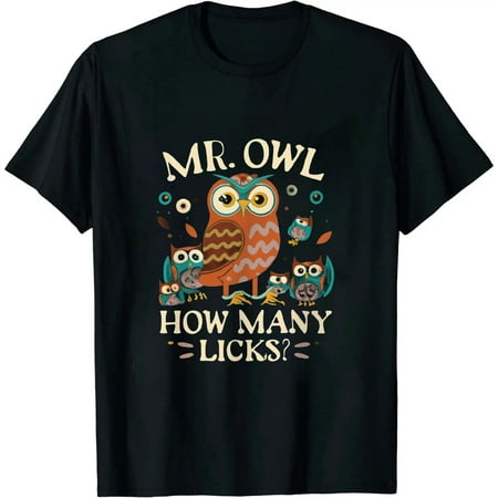 COMIO Men S Mr Owl How Many Licks Shirt - Vintage Tootsie Pop Graphic T-Shirt