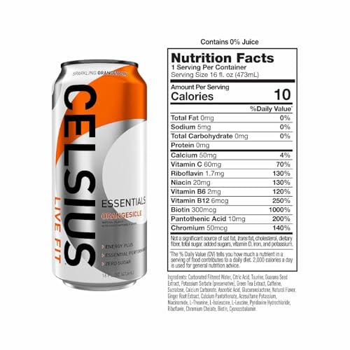 CELSIUS ESSENTIALS  Sparkling Orangesicle  Performance Energy Drink 16 Fl Oz Single Can thumbnail
