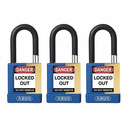 Keyed Padlock, Open, Rectangular Steel Body, Hardened Steel Shackle, 3/4 in W, 3 PK