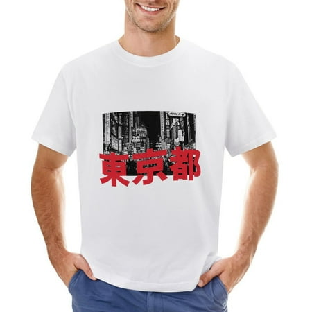Tokyo Men’s Graphic T-shirt Vintage Short Sleeve Sport Tee White L