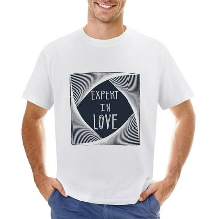EXPERT in LOVE Men’s Graphic T-shirt Vintage Short Sleeve Sport Tee White L