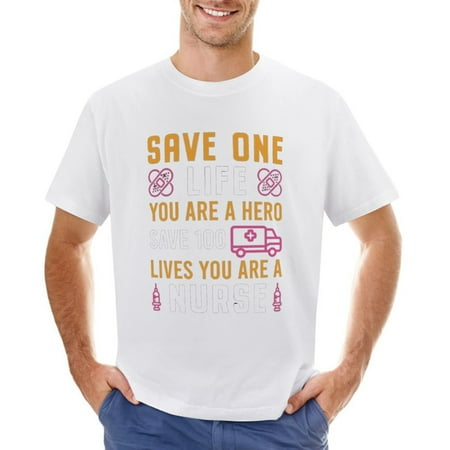 Registered Nurse Shirts  RN Shirts  Nurse Week  CNA Shirt Men’s Graphic T-shirt Vintage Short Sleeve Sport Tee White L