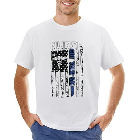Patriotic Registered Nurse Funny Lpn Cna Rn Nurse Men’s Graphic T-shirt Vintage Short Sleeve Sport Tee White L