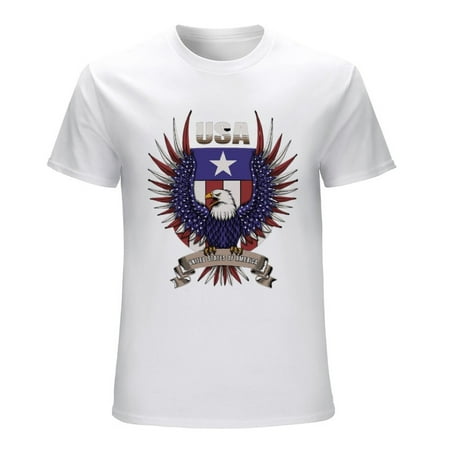 Eagle Emblem United States of America Men’s Graphic T-shirt Vintage Short Sleeve Sport Tee White L