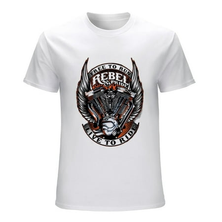 Rebel and Pride Free to Run Men’s Graphic T-shirt Vintage Short Sleeve Sport Tee White L