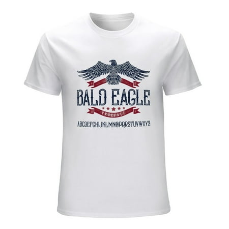 Bald Eagle Type Face Men’s Graphic T-shirt Vintage Short Sleeve Sport Tee White L