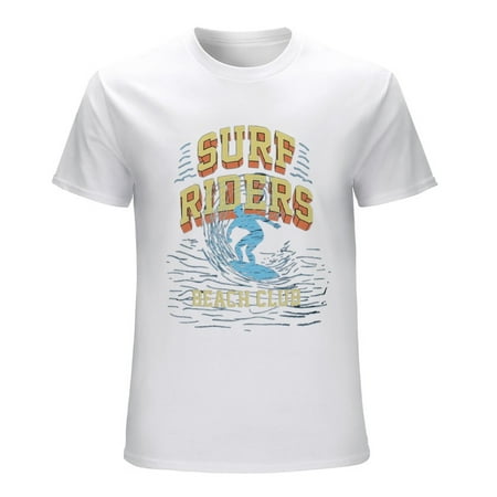 Surf Riders Beach Club Men’s Graphic T-shirt Vintage Short Sleeve Sport Tee White L