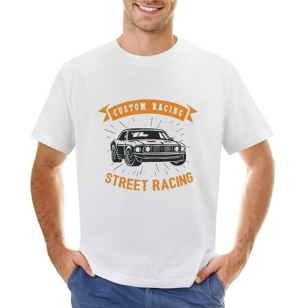 Car Emblem Street Racing Men’s Graphic T-shirt Vintage Short Sleeve Sport Tee White L