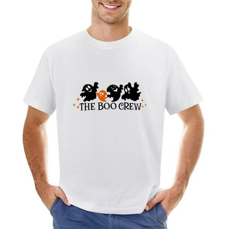 The Boo Crew Halloween Vintage Men’s Graphic T-shirt Vintage Short Sleeve Sport Tee White L