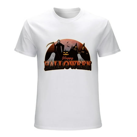 Halloween Men’s Graphic T-shirt Vintage Short Sleeve Sport Tee White L