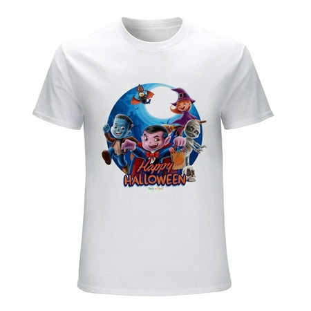 Happy Halloween Men’s Graphic T-shirt Vintage Short Sleeve Sport Tee White L