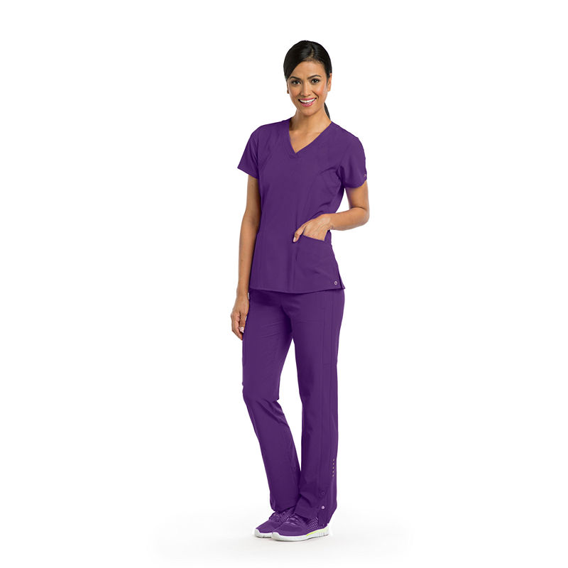 Barcoâ¢ One Women's 5105 V-Neck Perforated Detail Performance Scrub Top, Womens, Size Large, Purple