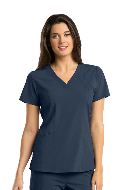 Barco One 5105 Racer 4-Pocket Womens Plus Tall V Neck Short Sleeve Tag Free Stretch Fabric Moisture Wicking Scrub Top, 3x-large, Black