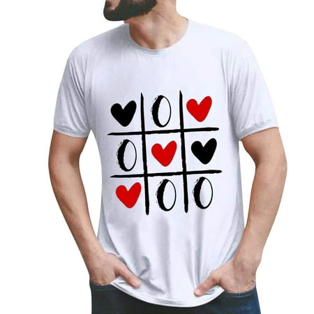 Manxivoo Valentines Day Graphic T Shirt Couple Matching Shirt Short Sleeve T Shirt Shirt Mens Model Sweatshirt for Women White L