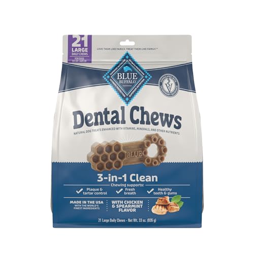 Blue Buffalo Dental Chews Large Natural Dog Treats  Chicken & Spearmint 33-oz Bag (21 Count)