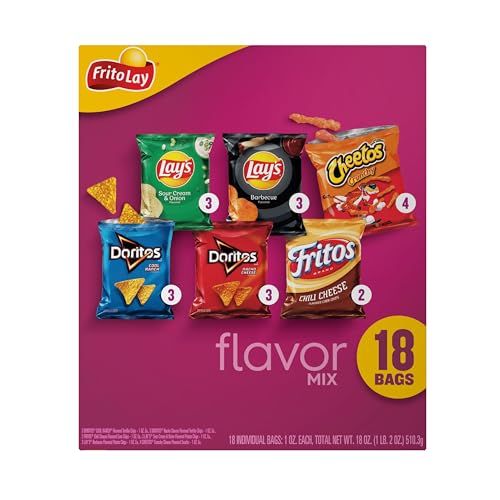 Frito-Lay Snacks Flavor Mix Chips Variety Pack, Doritos, Lay's, Chetos, Fritos, 1oz Bags -18 Count (Pack of 1) (Assortment May Vary) thumbnail
