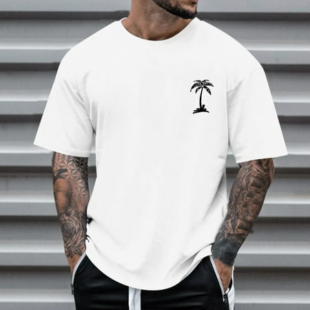 Cyinyin Graphic Tees Mens Gifts Men S Casual Short Sleeved T-shirt Raglan Sleeve Bottom Shirt Undershirts White L