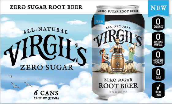 Virgil S Zero Sugar Natural Root Beer Soda Pop  12 Fl Oz  6 Pack Cans