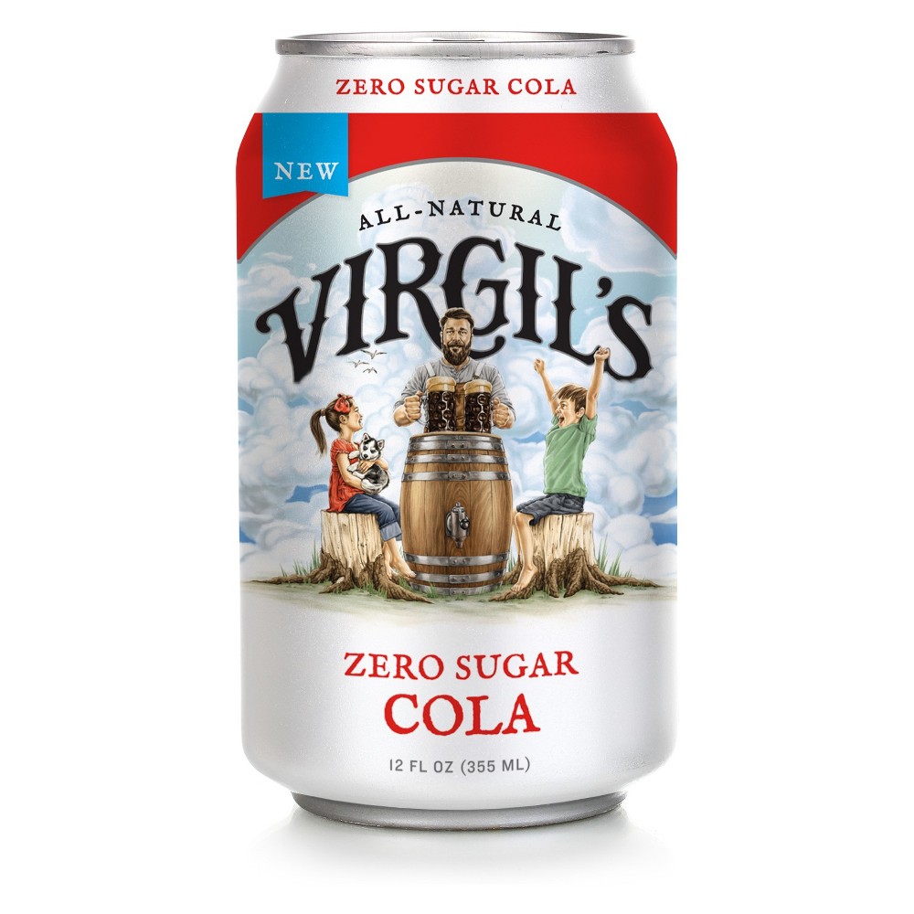 Virgil S Zero Sugar Natural Cola Soda Pop  12 Fl Oz  6 Pack Cans
