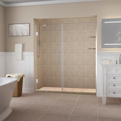 Aston SDR960EZ-CH-6331-10 72 X 63 X 0.38 in. Belmore GS Frameless Hinged Shower Door with Glass Shelves  Chrome