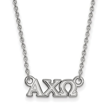 925 Sterling Silver Cable Necklace Chain LogoArt Alpha Chi Omega Sorority Greek Letters Extra Small Pendant 18 Inch 16 Mm