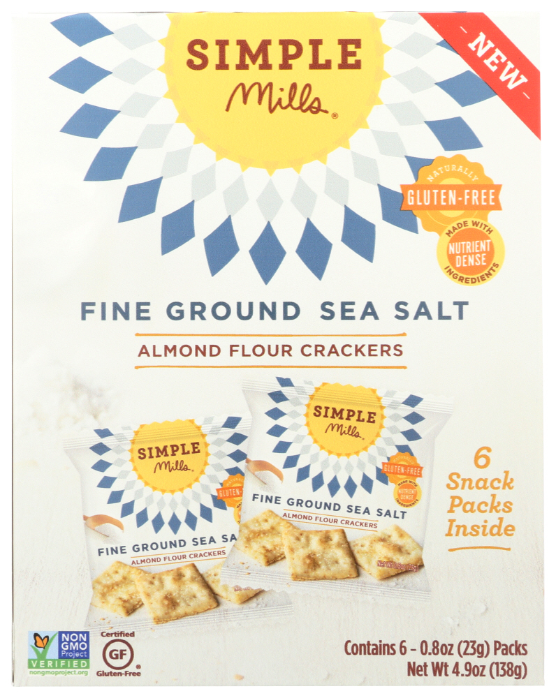 Simple Mills, Simple Mills Almond Flour Crackers Gluten Free Fine Ground Sea Salt , 4.9 Oz