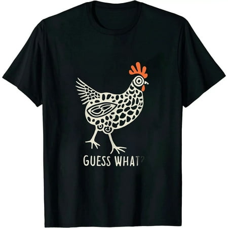 MAYZERO Black T Shirt Funny Animal Guess What Chicken Butt Cute Chickens Buffs T-Shirt 0492