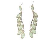 Green & Gold-Tone Colored Metal Dangle-Earrings with Crystal Accents #1021