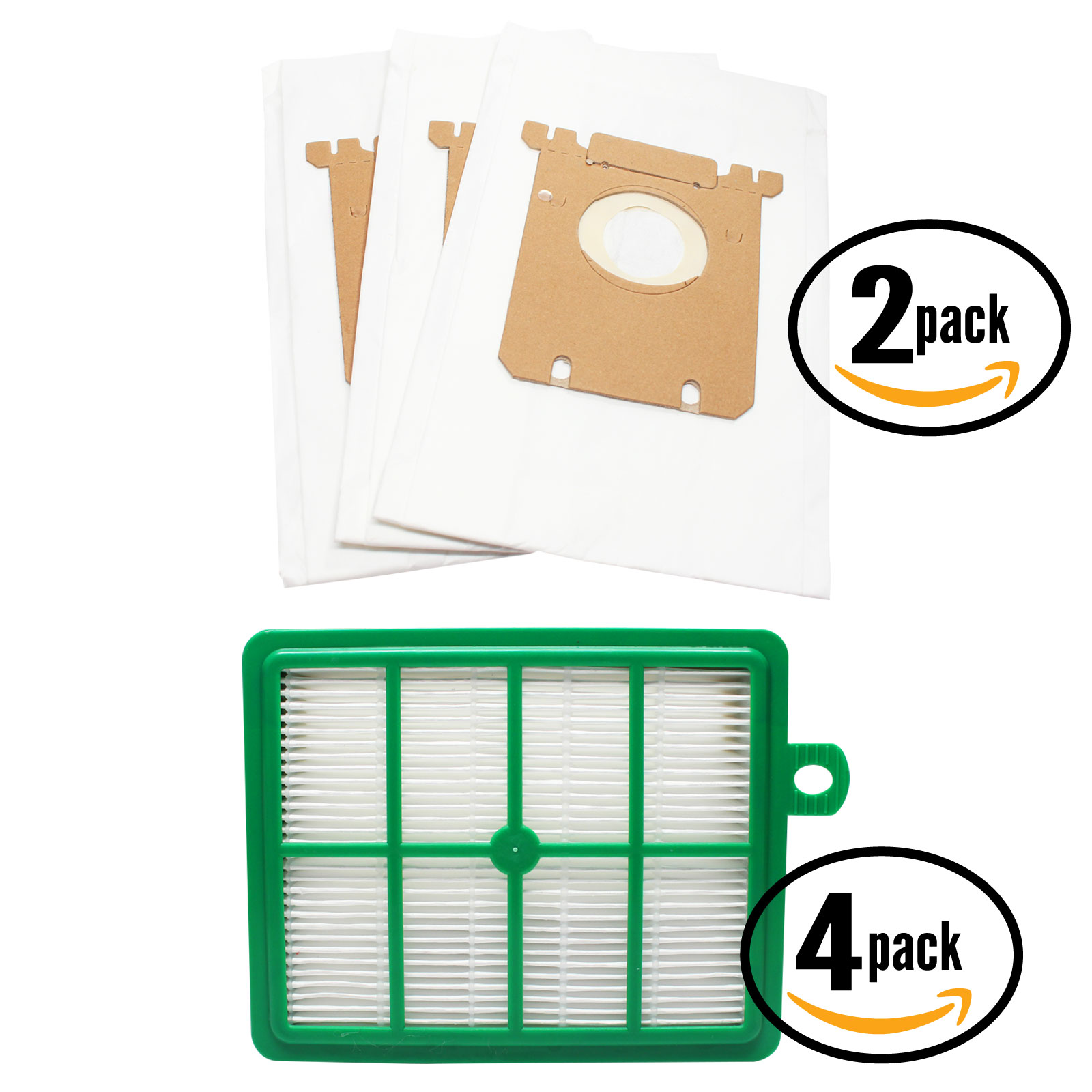 6 Replacement Eureka 6990 Series Vacuum Bags & 4 Filter - Compatible Eureka Style OX Vacuum Bag & HF-12, HF-1 Filter