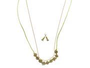 Adjustable Length Matching Earrings Layered-Necklace Jewelry Set with Crystal Accents Green & Gold-Tone Colored #2554