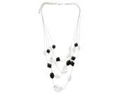 Adjustable Length Layered-Necklace with Beaded Accents Silver-Tone & Multi Colored #2564