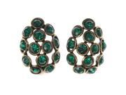 Green & Gold-Tone Colored Metal Stud-Earrings with Crystal Accents #5075