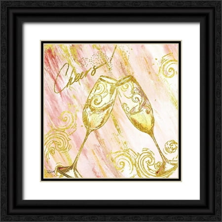 Tre Sorelle Studios 20x20 Black Ornate Wood Framed with Double Matting Museum Art Print Titled - Rose All Day V (Cheers)