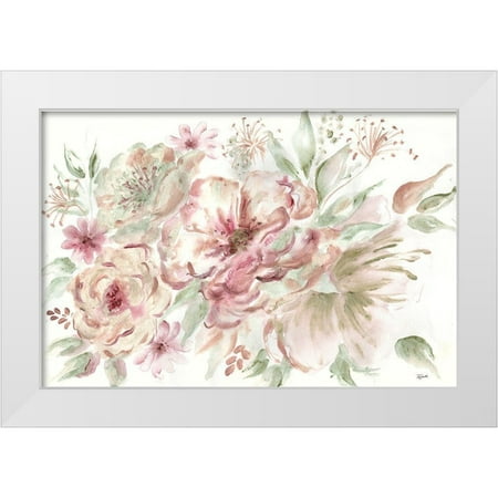 Tre Sorelle Studios 32x23 White Modern Wood Framed Museum Art Print Titled - Rose Gold Floral Landscape