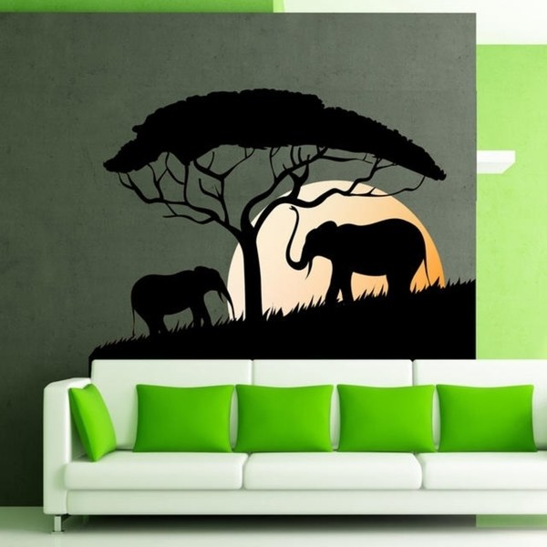 Baobab Nature Elephant Full Color Wall Decal Sticker K-1229 FRST Size 22