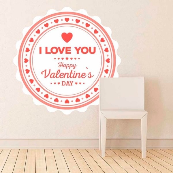 Love Valentine Lettering Full Color Wall Decal Sticker K-1128 FRST Size 40