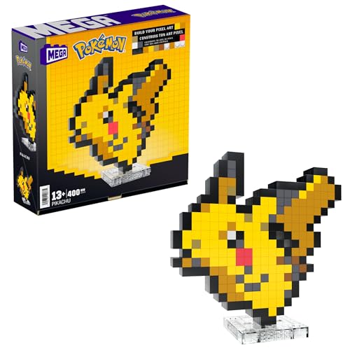 Mega Bloks - Pokemon Pikachu  Pixel Art  400 Piece Building Toy Set
