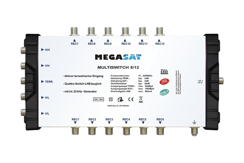 Megasat Multiswitch 5/12 - Multiswitch Satelliten-/terrestrisches Signal (600205)