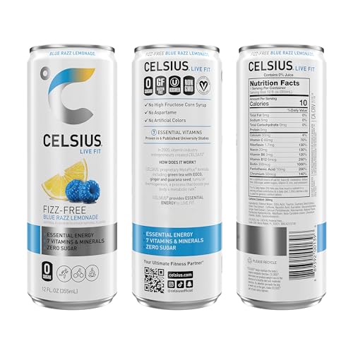 CELSIUS Fizz Free Blue Razz Lemonade, Functional Essential Energy Drink 12 Fl Oz (Pack of 12) thumbnail