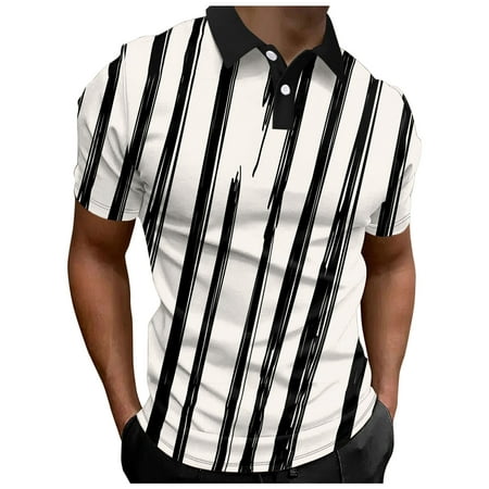 WEAIXIMIUNG Mens Shirts Graphic Pack Men Fashion Spring Summer Casual Short Sleeve Turndown Neck Printed T Shirts Top Blouse White L