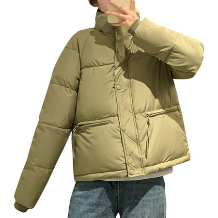GWAABD Winter Coat for Women 2023 Solid Color Quilted Jacket Stand-up Collar Puffer Padded Coat Winter Windproof Warm Down Short Overcoat Casual Full-
