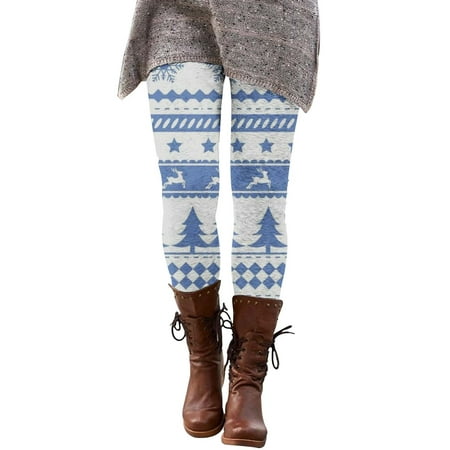GWAABD Legging for Winter Slim Stretchy Tights Pants Christmas Retro Graphic Print Trousers Soft Comfortable Leggings Workout Yoga Jogger Sweatpants S